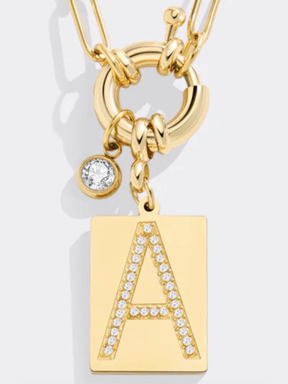 Gold Pave Initial 'A' Pendant Necklace